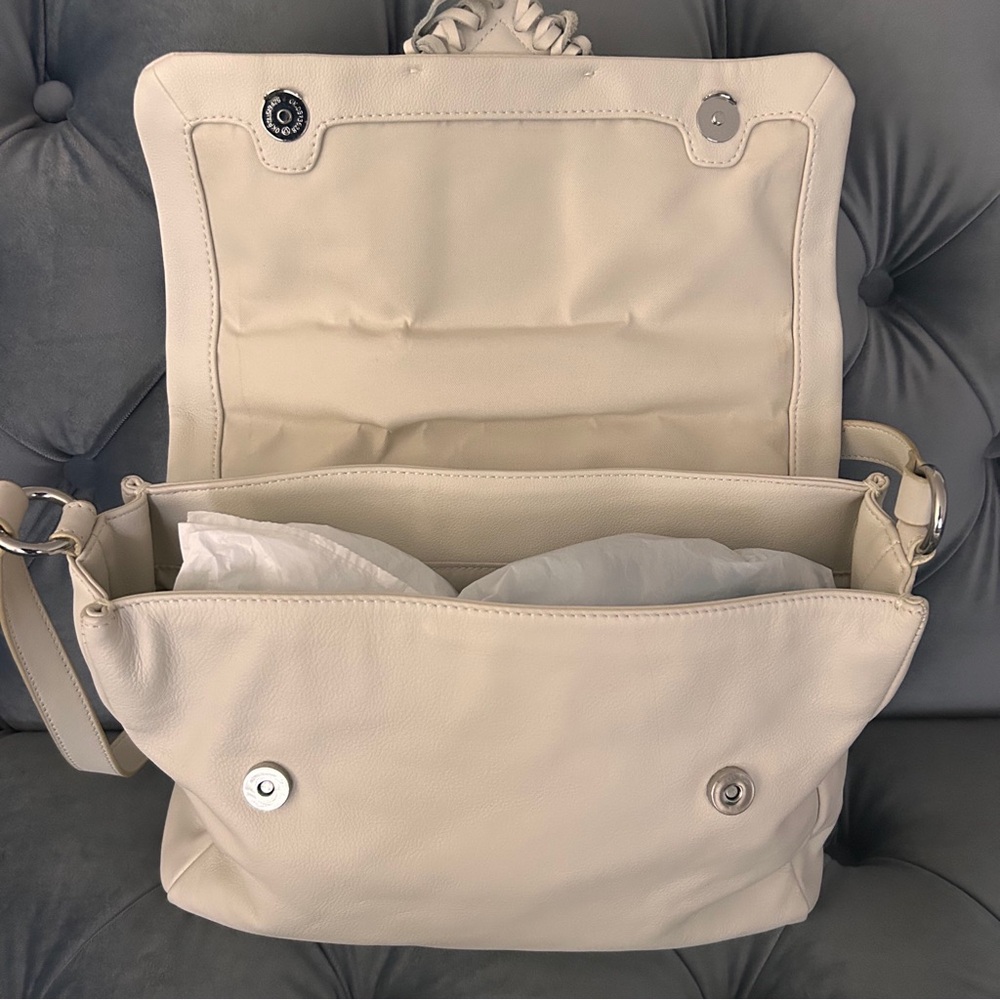 Sam Edelman Beautiful Leather 🤩Michelle Ivory Fringe Satchel Bag - Picture 6 of 10